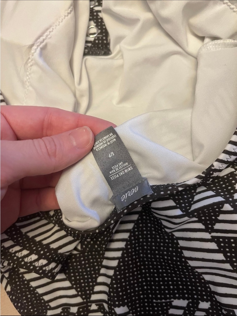 aerie Black and White Patterned One-Piece Swimsuit - Picture 3 of 3